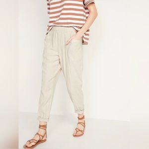 Old Navy High-Waisted Cropped Linen Blend Pants - S
